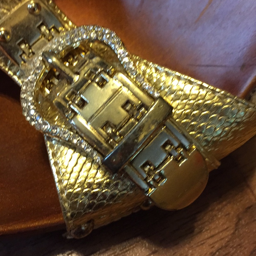 Gold blinged Milan 44 sandals size 9 - Picture 4 of 10